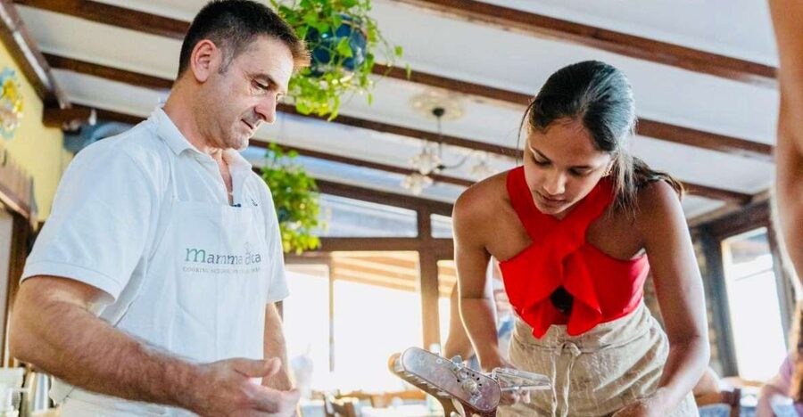 Amalfi: Mozzarella, Fettuccine, and Tiramisù Cooking Class - Making tagliatelle from flour, eggs, and oil