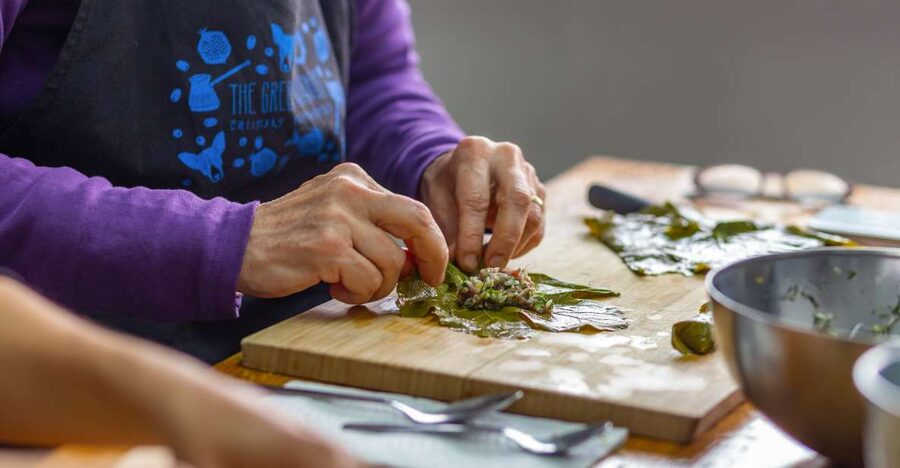 Athens: Food Market Visit and Cooking Class with Wine - Eating the meal you prepared