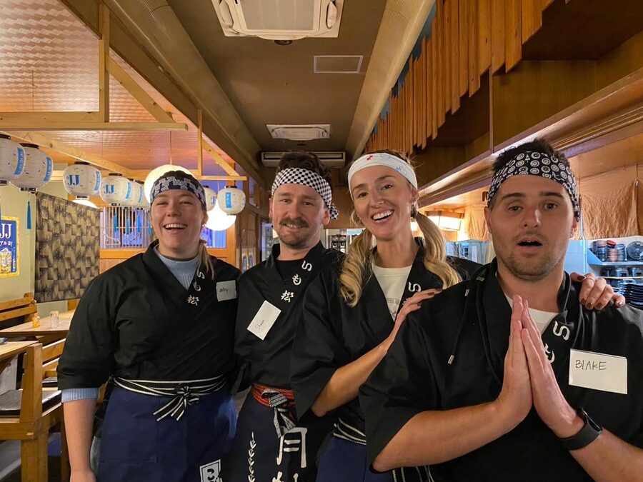 Authentic Japanese Cooking Experience at Izakaya restaurant - Shaping filled onigiri by hand