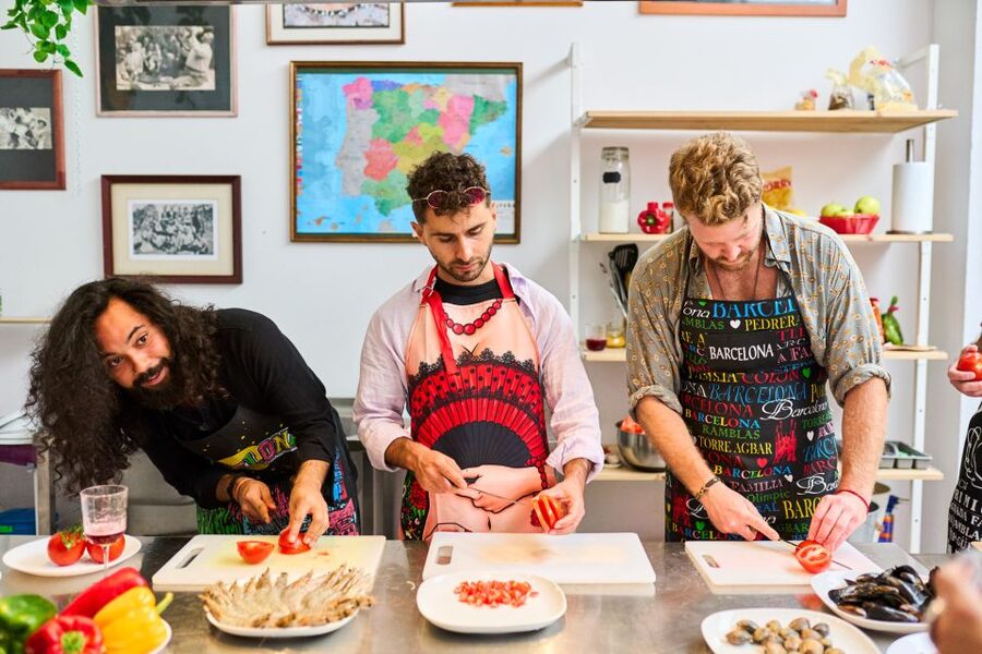 Barcelona: Paella Cooking Class with Market Visit and More - Making sangria and tasting seasonal tapas