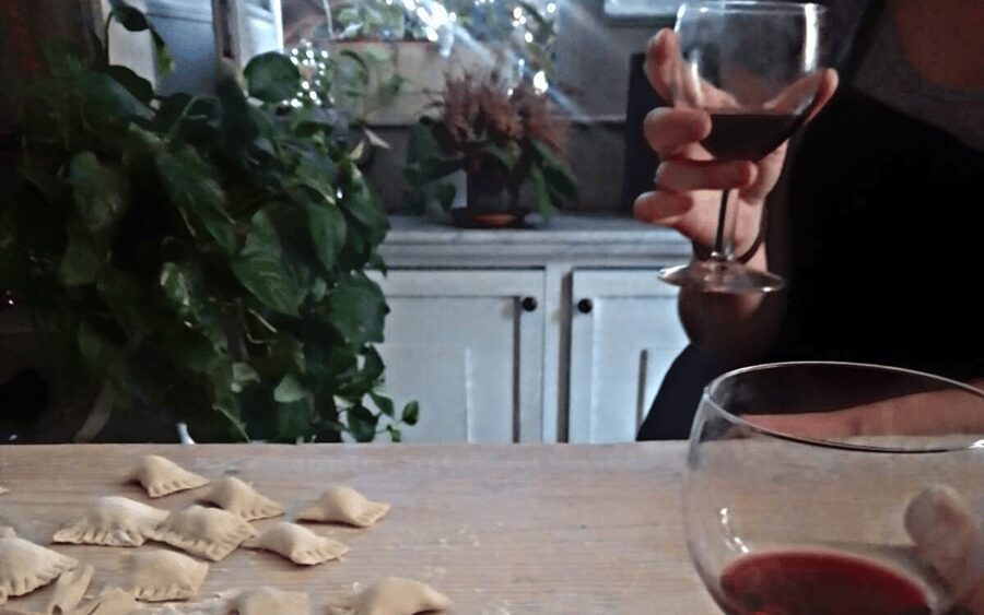 Catania: Pistachio Ravioli, Pasta Home Cooking Class w/ Wine - Sitting down to eat your homemade ravioli