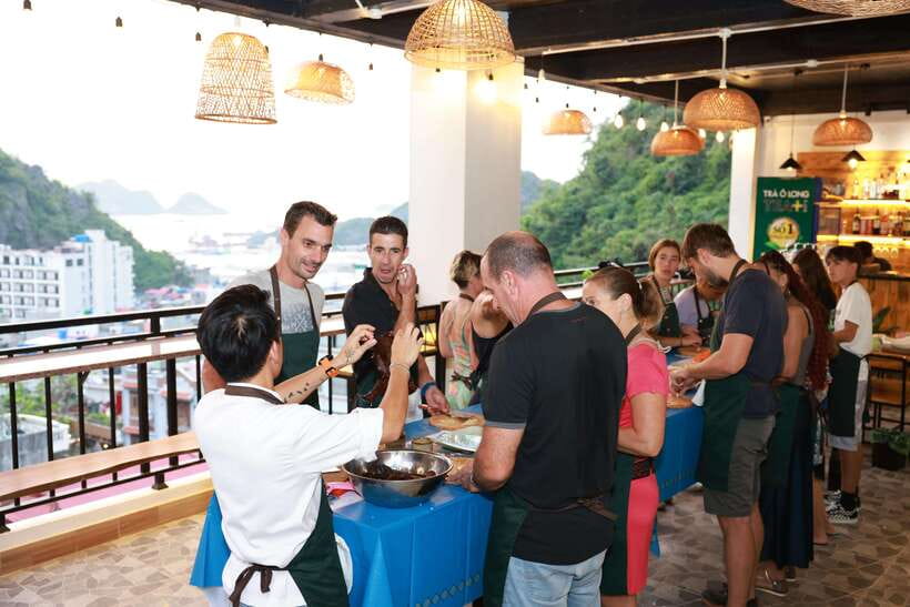 CatBa: Authentic Vietnam Cooking Class and local market tour - Cooking at Linda Kitchen