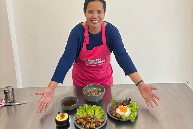 Cook 4 Local Vietnamese Dishes In Pink-themed Class & Market Tour - The meal and the value of $38