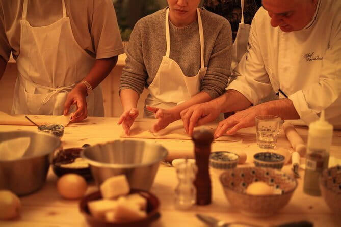 Cooking Art Brunelleschi with Unlimited Wine - Flour, dough, and three pasta shapes