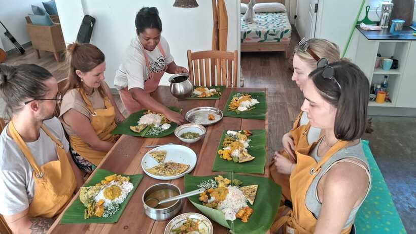 Cooking with Arun & Tamil Family - Sitting down to eat what you made