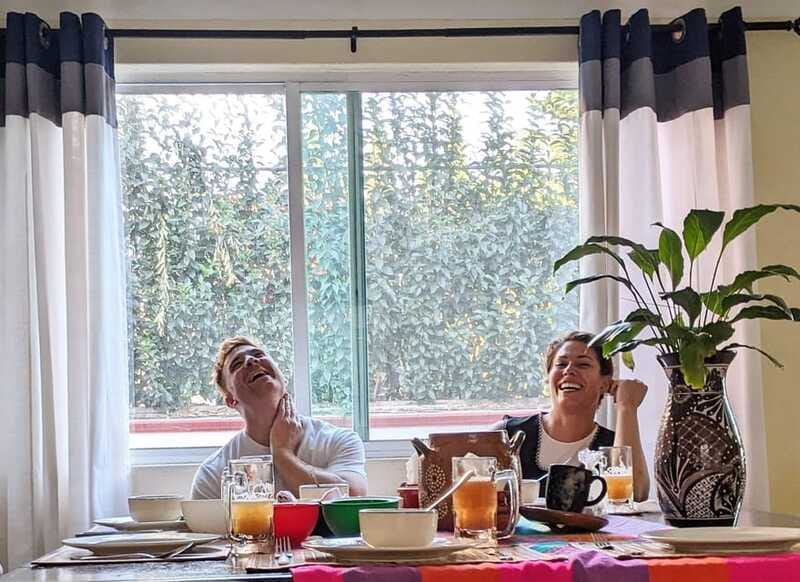 Coyocán: Market Tour and Cooking Class - Sitting down to eat what you made