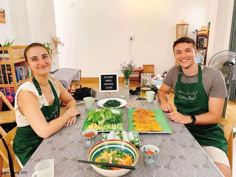 Da Nang Family Cooking Class - with Local Family in Da Nang - Menu I: bánh xèo, rolls, greens, and fruit salad