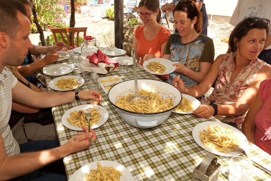 Gažon to Istria: Truffle Hunting, Cooking & Tasting - Cooking fuži under the pergola
