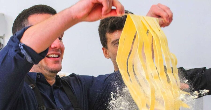 Hands-on Pasta Making Cooking Class and Wine Tasting - Cooking pasta in San Gimignano, not just watching it