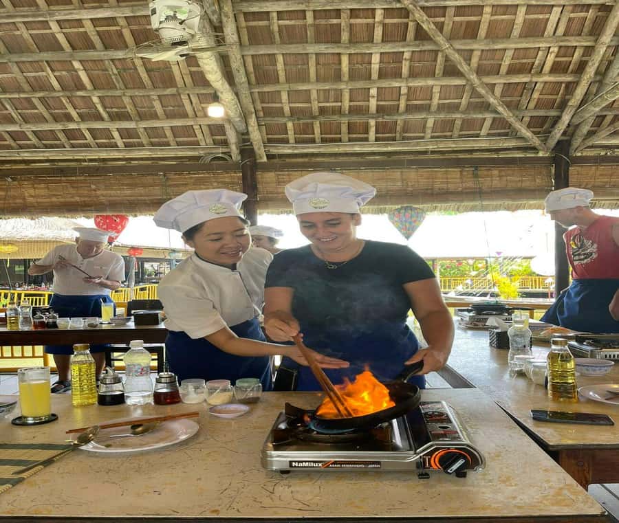Hoi An: Bay Mau Cooking Class w/ Market & Basket Boat Option - A filling meal with simple extras