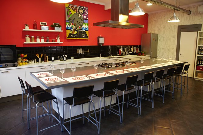 Interactive Paella & Market: Bottomless Wine & Rambla Views - A social kitchen with wine and a proper lunch