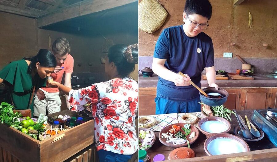 Kandy: Village Cooking Class 12 Dishes with Market Tour - Eating the food you prepared