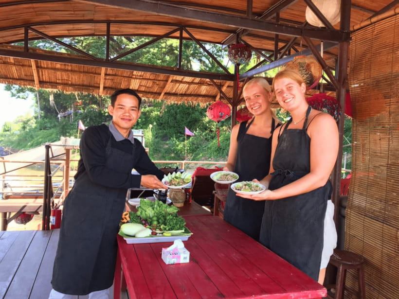 Luang Prabang: Mekong River Cooking Class with Hotel Pickup - Cooking four Lao dishes aboard a boat