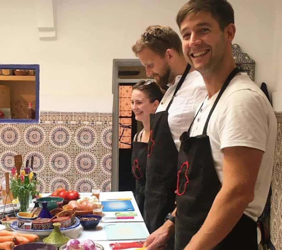 Marrakech: Traditional Moroccan Cooking Class & Market Visit - Cooking together, from salads to tagines