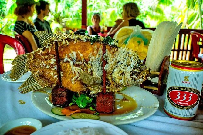 Mekong Delta 4 Islands, TukTuk, Boat, Try Khot Cake Local Cooking - Vinh Trang Pagoda gives the day a calm beginning