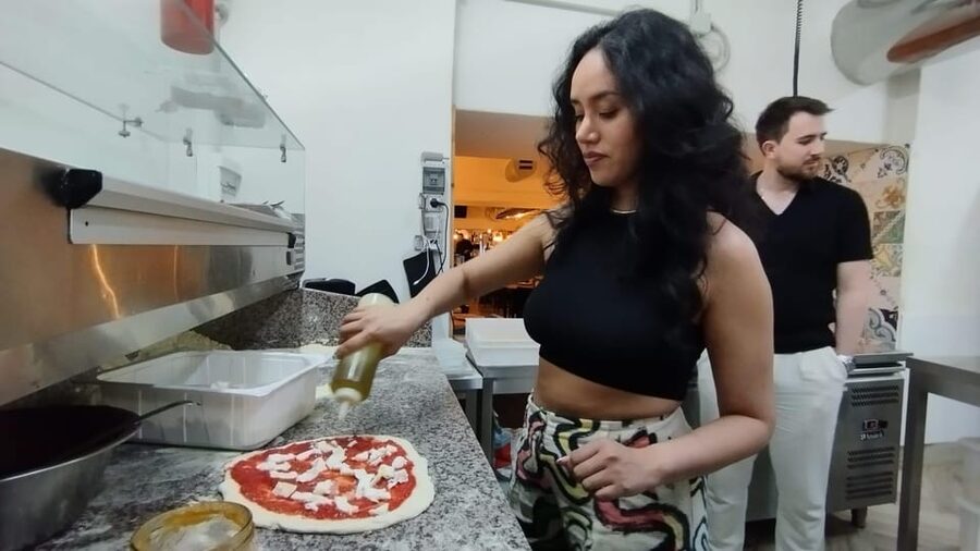 Naples: Pizza Making Class with Neapolitan Chef and drink - Mixing dough from scratch