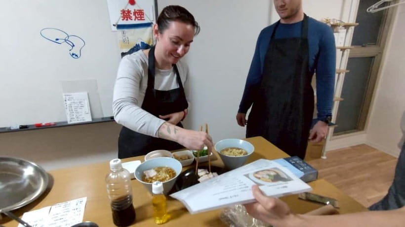 Osaka: Cooking Class Ramen & Gyoza Course in Nanba - The tasting session: ramen, gyoza, and drinks