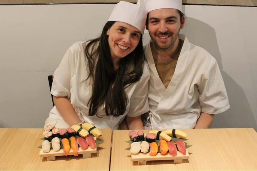 Osaka Dotonbori: Sushi Making Experience - Step three: adding neta and wasabi