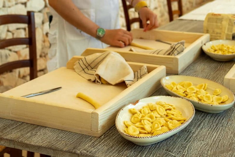 Ostuni: Orecchiette in a masseria - pasta making and tasting - The meal is a full Apulian tasting
