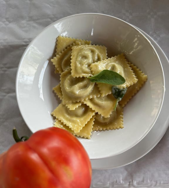 Pasta Cooking Class in a Garden near Pompeii - Eating what you made with Gragnano wine
