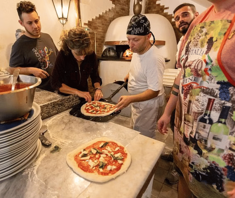 Pizza-Making Workshop by night with glass of wine - Kneading dough in Naples’ old center