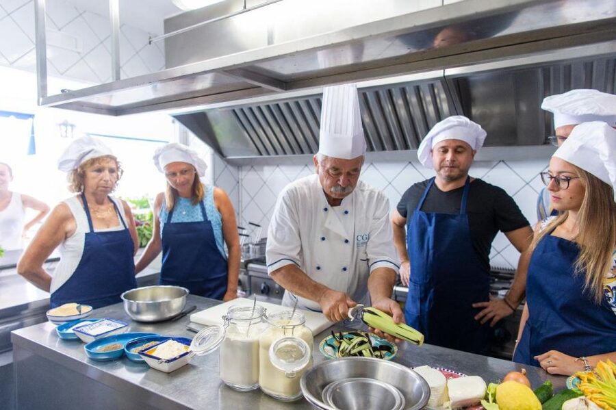 Praiano: Cooking Class with Dinner Overlooking the Sea - Making bruschetta, eggplant parmigiana, and pasta