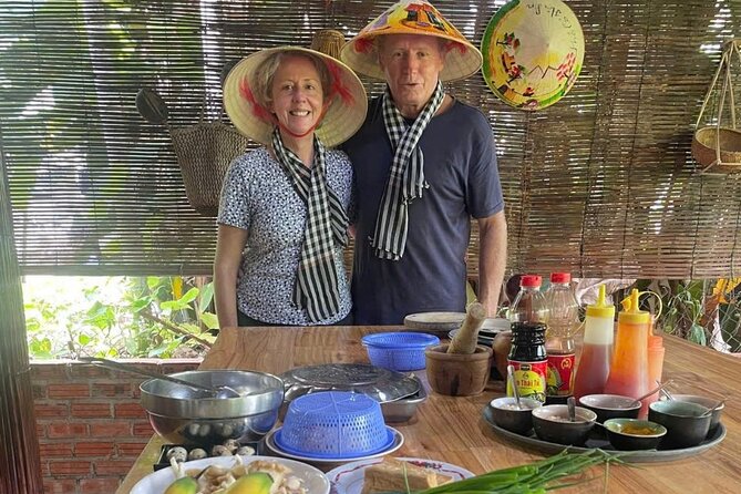 RICE PAPER Noodle Making Experience & Hoi An Cooking Class Class - Basket boats, coconut palms, and purple crabs