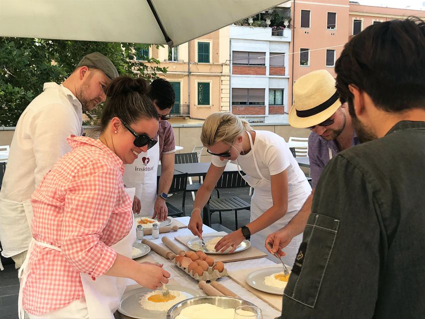 Rome: Pasta, Ravioli, and Tiramisu Cooking Class with Wine - Eating carbonara or cacio e pepe on the terrace