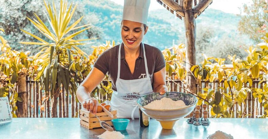 Sorrento: Pasta Making Class - Starting with olive oil, mozzarella, focaccia, and wine