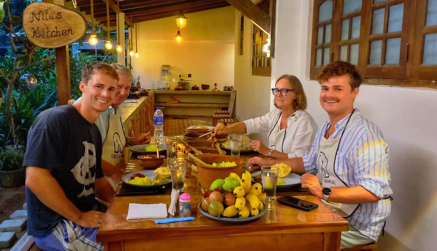 Sri Lankan Cookery with Nilu - Sitting down to eat what you prepared