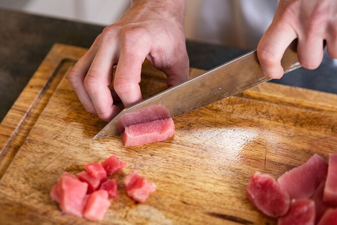 Sushi Making Class at a Local Brewery in Boston - Rolling uramaki with spicy tuna