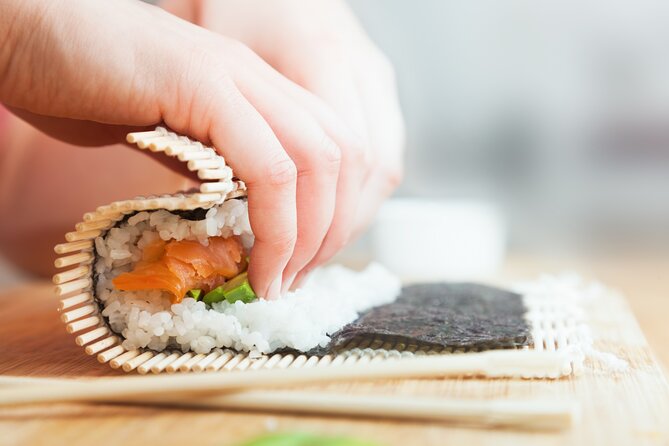 Sushi Making Class at a Local Distillery in Boston - Making a sweet potato hand roll