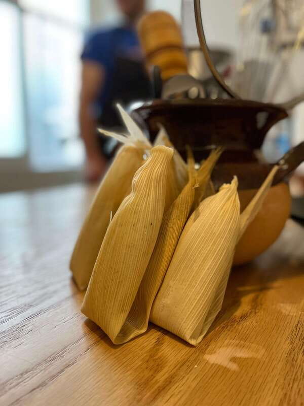 Tamales 101: Multi-variety tamal cooking class and feast - Green tamales with tomatillo brightness