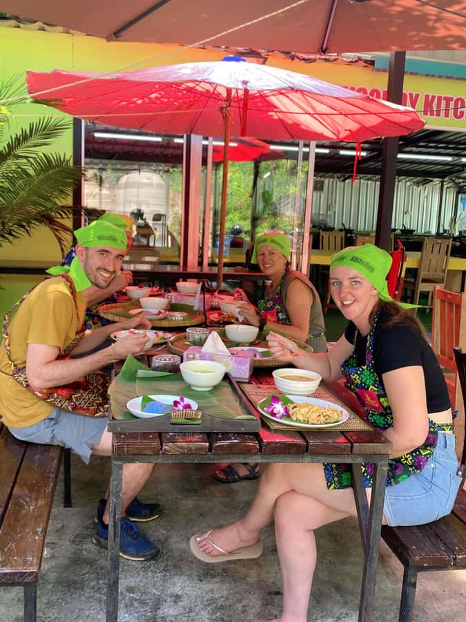 Thai Cooking Class with Market & Garden Tour - Sit down with the food you made